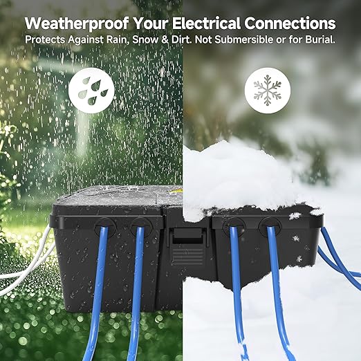 Cable Matters Weatherproof Outdoor Electrical Box - Large Outdoor Electrical Box (13 x 8.8 x 5.2 Inches) with 8 Cable Entry Ports, Easy Wall Mount for Plug & Socket Protection