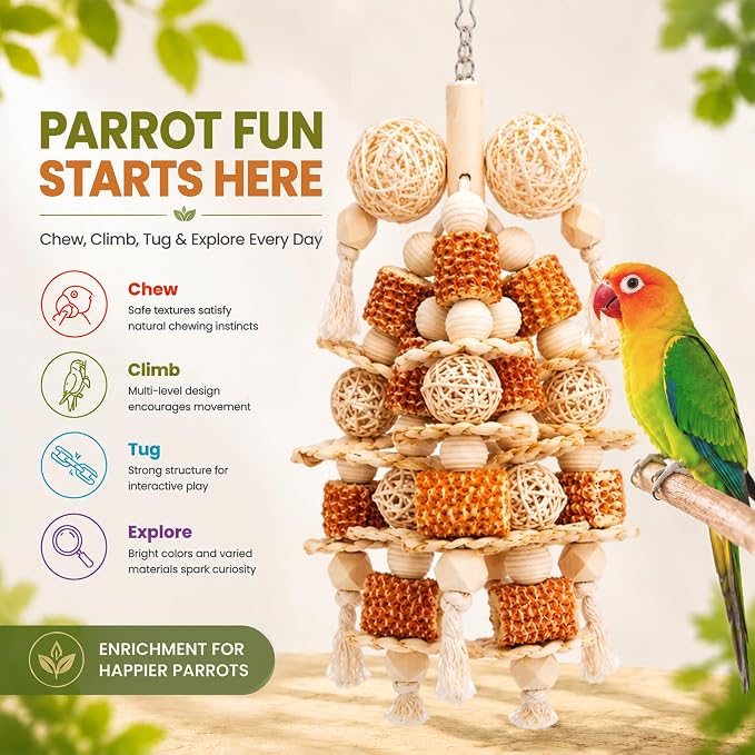 Bird Toys Natural Corn Cob Loofah Chew Toys for Small Medium Parrots | Bird Chew Toys,Cage Accessories,Natural Corn Cob Loofah Slices,for Cockatiels Lovebirds Small&Medium Parrots,Keep Bird Active