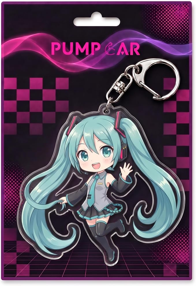 PumpCar Acrylic Keychain Double-Sided Charm Key Ring with Metal Clip Backpack Charm Bag and Car Key Accessory Collectible