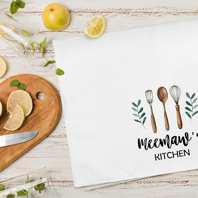 Meemaw's Kitchen Towels, Meemaw Grandma Christmas Birthday Gifts Hand Towels for Grandma from Grandkids, Rustic Farmhouse Decorative Tea Dish Towels for Room Mother's Day Decor 16x24 in