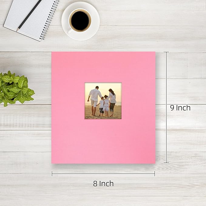 potricher Small Photo Album 4x6 200 Photos Linen Cover Picture Photo Book for Family Wedding Anniversary Baby Vacation (Pink,200 Pockets)