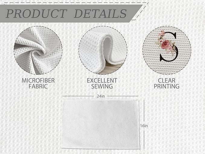 Kitchen Towel, Personalized Gifts Mode Monogram Letter S Kitchen Towels for Kitchen Dinning Bathroom, Christmas Birthday Gifts for Women, Kitchen Towel and Dishcloths Sets 16×24 Inches