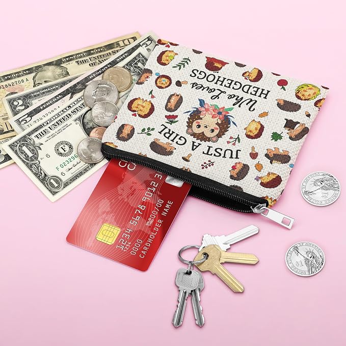 Hedgehog Gifts Coin Purse for Women Hedgehog Lover Gifts Christmas Birthday Gift Hedgehogs Present for Daughter Sister Bestie Animal Lover Coin Pouch Teen Graduation Gift Zipper Change Pouch