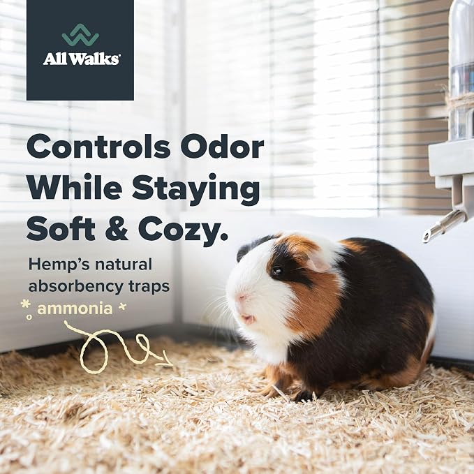 All Walks | Hemp Bedding for Small Animals 18.5L (3.7 LBS) | Low Dust, Odor Control, Highly Absorbent, Natural Cage Bedding for Rabbits, Hamsters, Guinea Pigs, Birds, and More