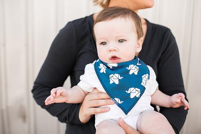 Copper Pearl Baby Bandana Drool Bibs for Drooling and Teething 4 Pack Gift Set Indie, Soft Set of Cloth Bandana Bibs for Any Baby Girl or Boy, Cute Registry Ideas for Baby Shower Gifts