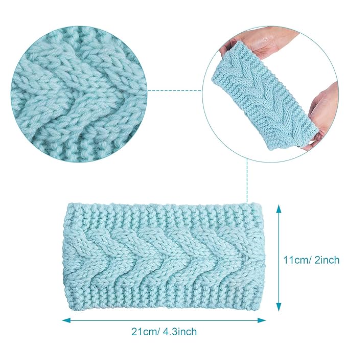 Pangda 6 Pieces Women's Winter Headbands Cable Knitted Headbands Knit Earmuffs Chunky Ear Warmers for Women Girls Wear and Sport (Multi-color)