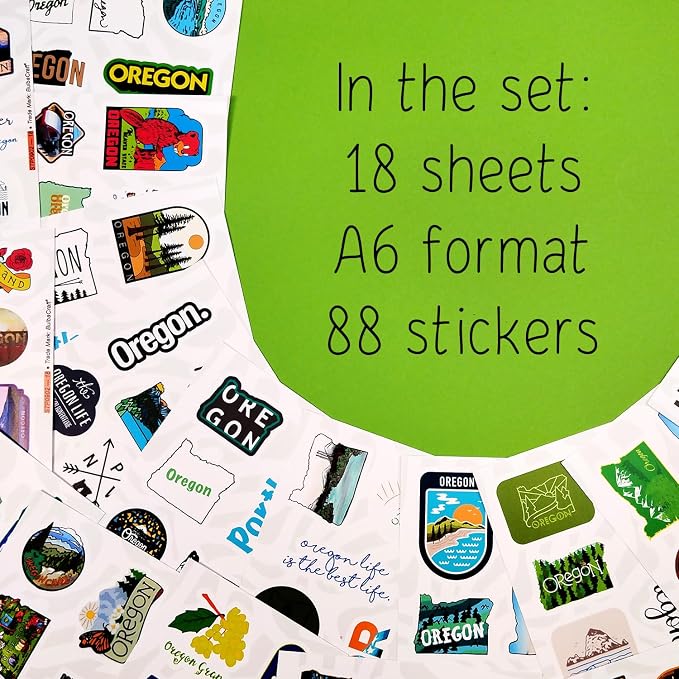 Oregon Stickers and Decals for Water Bottles & Laptop, Scrapbook - Oregon Gifts and Souvenirs Laptop Decals, Gifts for Women & Men