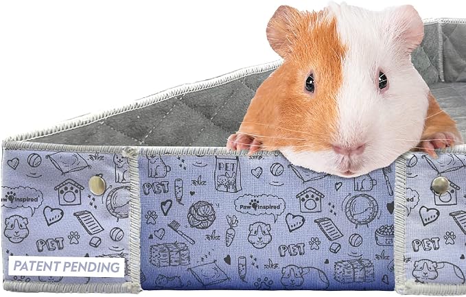 Paw Inspired Critter Box Cage Liner, Raised Sides, Midwest Size | Washable Fleece Bedding for Guinea Pigs Rabbits, Hamsters, Small Animals, Edge Protected Pee Pads