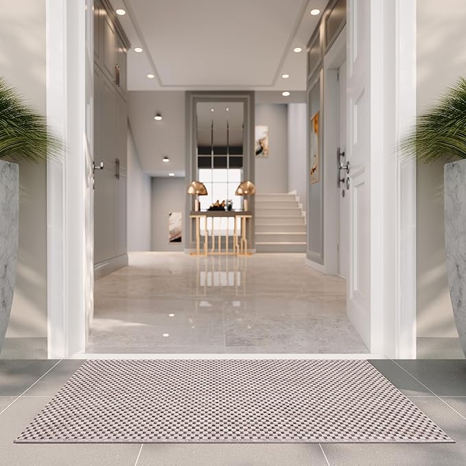 SAFAVIEH Washable Rug Outdoor Courtyard Collection - 2'3" x 5', Beige & Brown, Non-Shedding & Easy Cleaning, Ideal for Patio, Front Door, Entryway, Mudroom, Doormat (CY8521-36312)