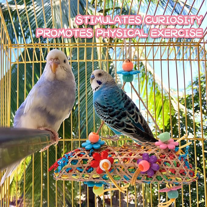 RLRICH 6 Pack Bird Colorful Chewing Toys Parrot Foraging Shredder Toys Shred Hanging Foraging Toys,Comfy Perch Parakeet Toys for Rope Bungee Bird Toy