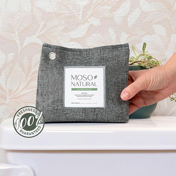 Moso Natural Air Purifying Bag 300g (10.58oz) Premium Bamboo Charcoal Odor Absorber for Home & Pet, Closet Odor Eliminator & Small Room Deodorizer, Charcoal Bags Last 2 Years, Unscented