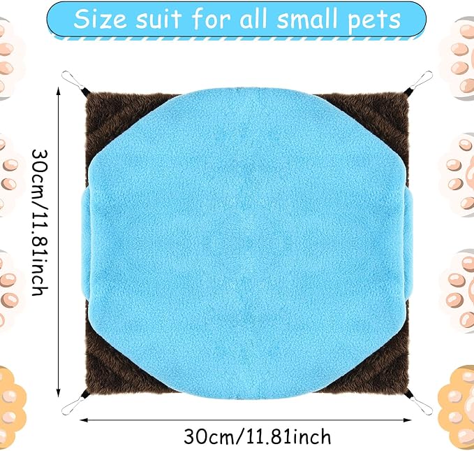 3 Tier Ferret Rat Hammock, Guinea Pig Cage Accessories, Cute Blue | Rat Hammock for Cage, Pet Cage Hanging Hammock, Small Animals, Guinea Pig, Ferret, Kitten, Squirrel, Chinchilla, Rat, Parrot