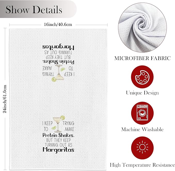 Funny Margarita Gifts Kitchen Towels, Funny Dish Tea Bar Towels for Kitchen Home Bar, Margarita Decor, 16x24 Inches