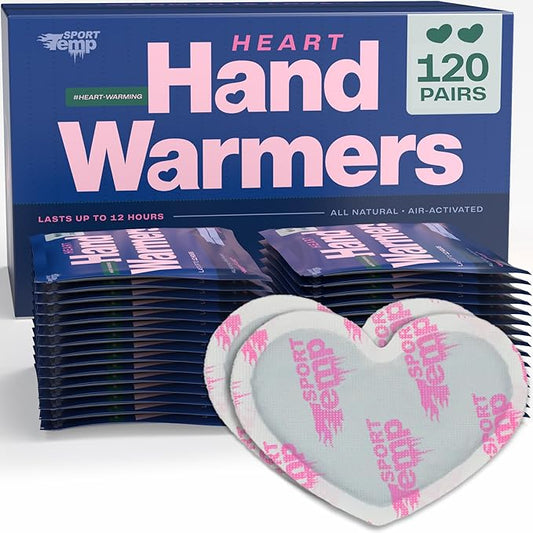 Heart Shape Hand Warmers - Up to 12 Hours of Heat, Super Long Lasting - Easy, All Natural - Air Activated, for Body & Hands - Odorless Hot Hand Warmer - Sport Temp