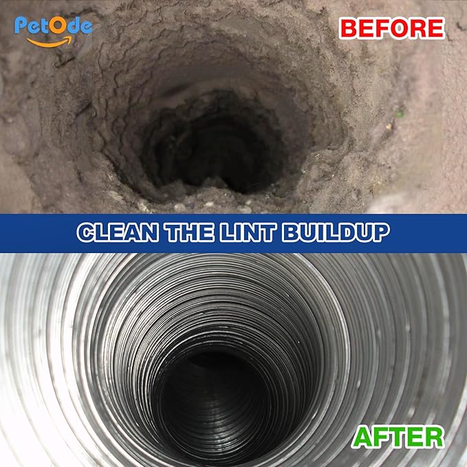 35 Feet Dryer Vent Cleaner Kit, Lint Remover, Upgraded Flexible Quick-Snap Brush with Drill Attachment, Extends Up to 35 FEET for Easy Cleaning, Cleaning Tools Use with/Without a Power Drill