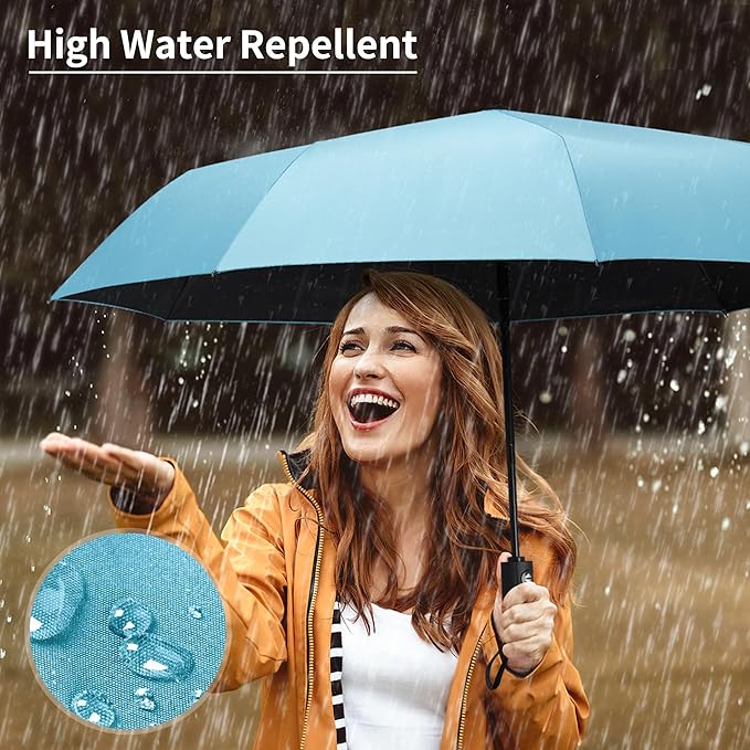 Seniny Windproof Travel Umbrella, Automatic Umbrellas for Rain, Portable & Compact Umbrellas for Backpack, Strong UV for Protection, Folding Small Sun Umbrella for Car, Walking