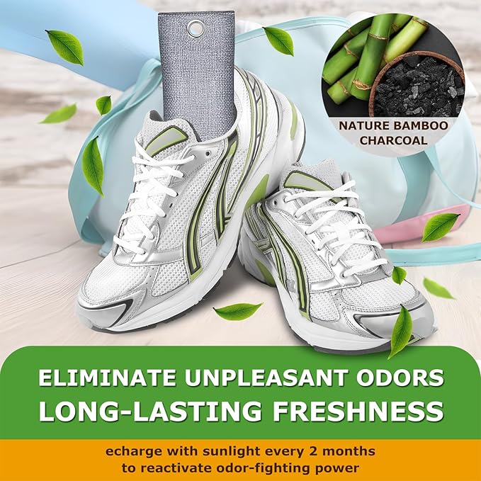 Shoe Deodorizer Odor Eliminator 12 Pack. Defeat Stinky Sneaker Spray Balls. Air Freshener Shoe Smell Remover for Soccer Cleats, Boots, Gym Bags, Closets. Reusable Shoes Deodorant