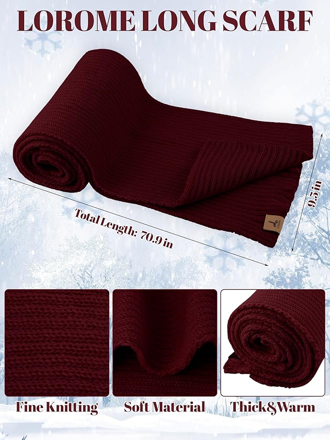 LOROME Women Winter Beanie Hat Scarf Gloves Set, Fleece Knitted Pompom Hat Warm Neck Scarf Touchscreen Gloves Winter Gift