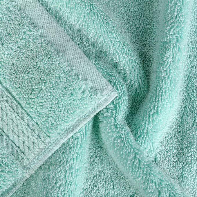 BLUENILEMILLS Madison Egyptian Cotton Towels, Towel Set for Bathroom, Shower, Hotel, Plush, 900 GSM, Highly Absorbent and Ultra-Soft Towels, Bath Essentials, 8 Piece Assorted Towel Set, Sea Foam