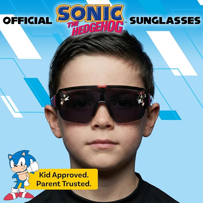 ARKAID Sonic the Hedgehog Boys Sunglasses | 100% UV Protection | Official Sega Sonic the Hedgehog Boys Sunglasses | Impact Resistant | Gift Idea | Fits Most Kids