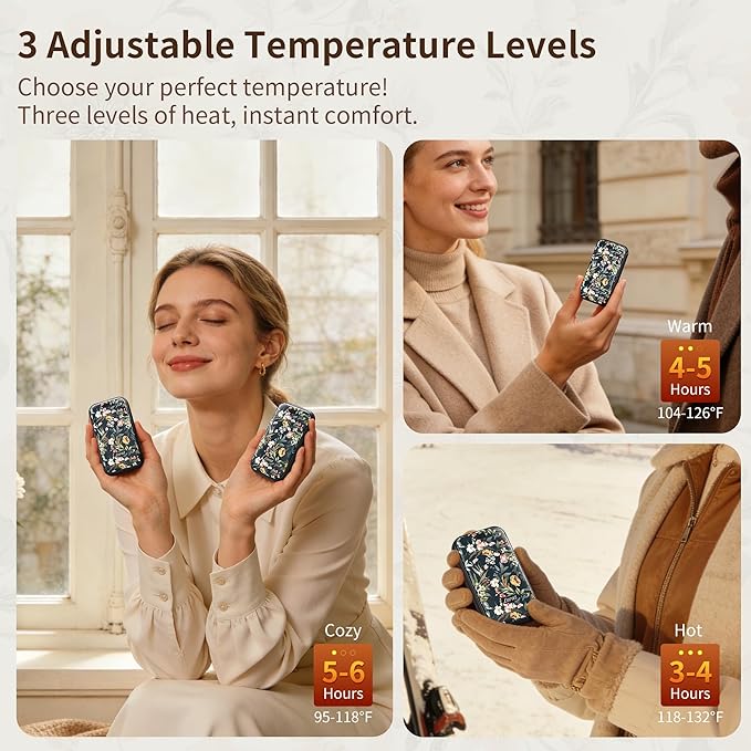 LEART Hand Warmers Rechargeable,2 Pack Electric Hand Warmers,3-Second Fast Heating,3 Heat Settings,Portable & Lightweight Gifts for Women Men,Outdoor,Camping,Hiking,Skiing,Hunting,Travel