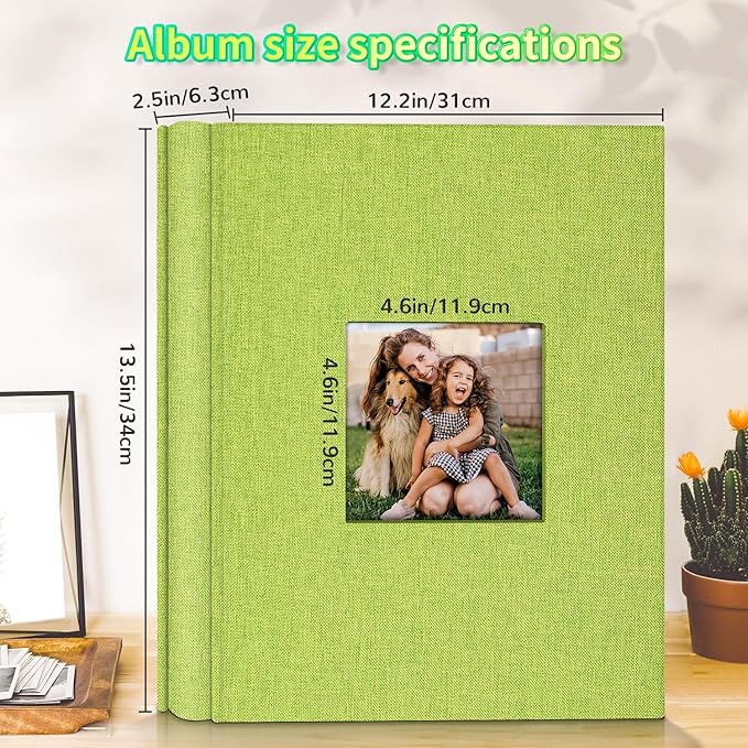Photo Album 4x6 with 600 Pockets,Slip-in Picture Albums,Linen Cover Memory Book with Front Window,White Page Vertical Photo Book for Wedding,Family,Anniversare,Baby,Vacation