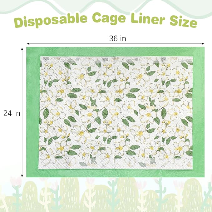 Fhiny 20 PCS Disposable Guinea Pig Pee Pads, 24'' x 36'' Super Absorbent Rabbit Cage Liner Odor Control Small Pet Cage Training Pads for Rabbit Bunny Ferret Cat Puppy and Other Small Animals