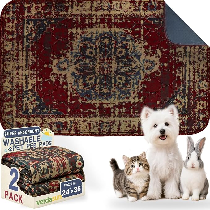 Tapete Higiênico Lavável e Reutilizável para Cães, 24x36 Polegadas, 2 Unidades