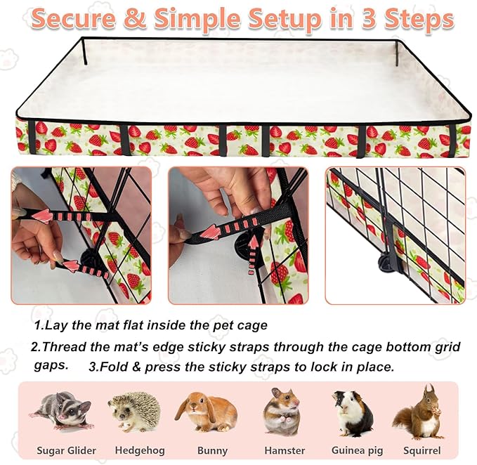 Guinea Pig Cage Liner，Washable Waterproof Oxford Cloth Cage Liners for Small Animals,Hamster Chinchilla Hedgehog Rabbit and Other Small Animals Not Include Cage(36x36 inches)