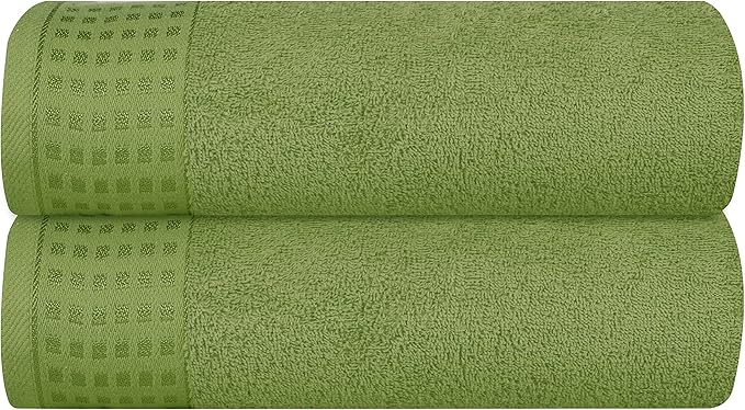 GLAMBURG 100% Cotton 2 Pack Oversized Bath Towel Set 28x55 Inches, Ultra Soft Highly Absorbant Compact Quickdry & Lightweight Large Bath Towels, Ideal for Gym Travel Camp Pool - Kiwi Green
