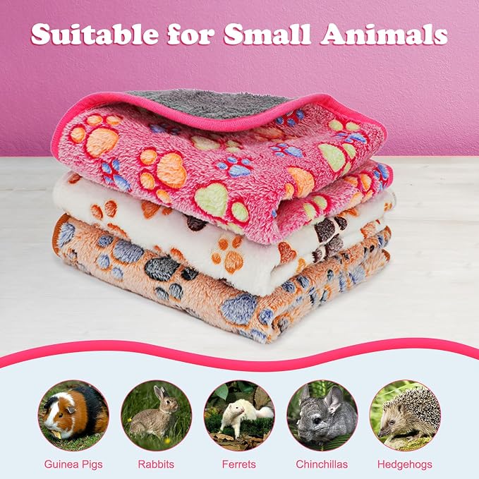 YUEPET Waterproof Guinea Pig Blankets 3 Pack, Fleece Cage Liners, L | Guinea Pig Fleece Cage Liners, Waterproof Backing, Machine Washable, Soft Fleece Surface, 48 x 24 in