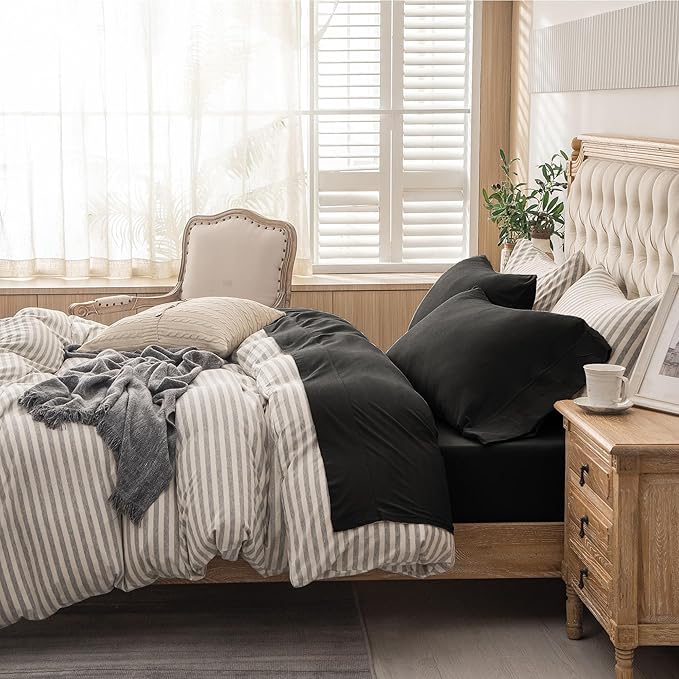 PURE ERA Jersey Knit 4pc Bed Sheet Set 100% T-Shirt Cotton Super Soft Comfy Breathable Fits Mattress Up to 20" Extra Deep Pocket (Solid Black, Full)