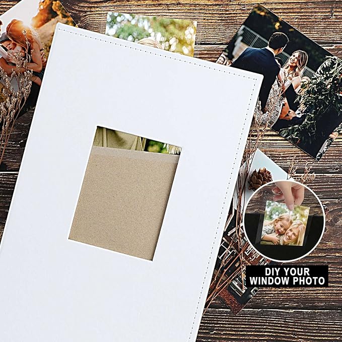 Ywlake Photo Album 4x6 300 Pockets, Leather Photo Albums Holds 300 Horizontal Only Pictures White