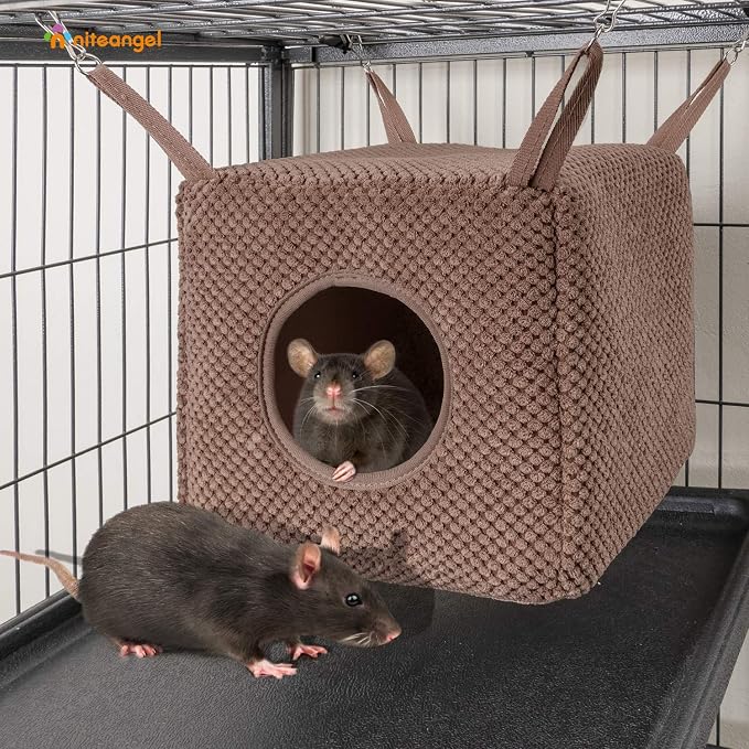 Niteangel Ferret Cozy Swing Hammock - Hanging Beds for Ferrets Rats Chinchilla Sugar Gliders or Other Small Animals (Chocolate)