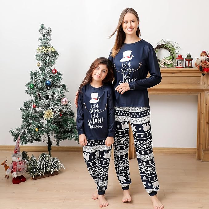 Family Christmas PJs Matching Sets, Cute Holiday Pajamas Printed Top and Pants, Xmas Jammies for Couples/Men/Women
