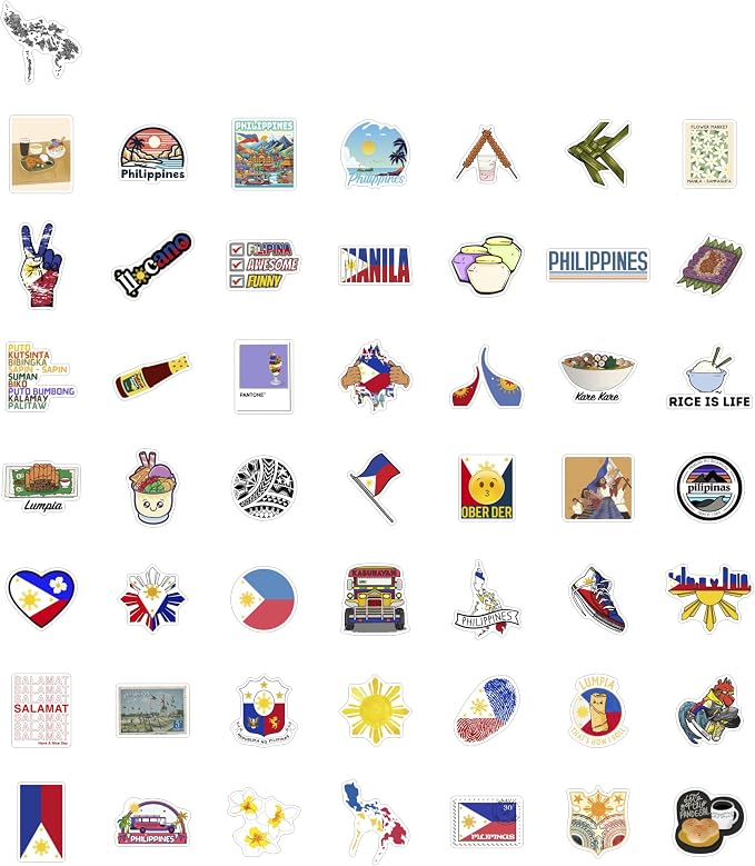 100Pcs Philippines Stickers, Filipino Stickers for Water Bottle and Laptop - Philippines Party Supplies & Decorations, Waterproof Vinyl Decals, Filipino Flag Stickers, Gifts for Women & Men
