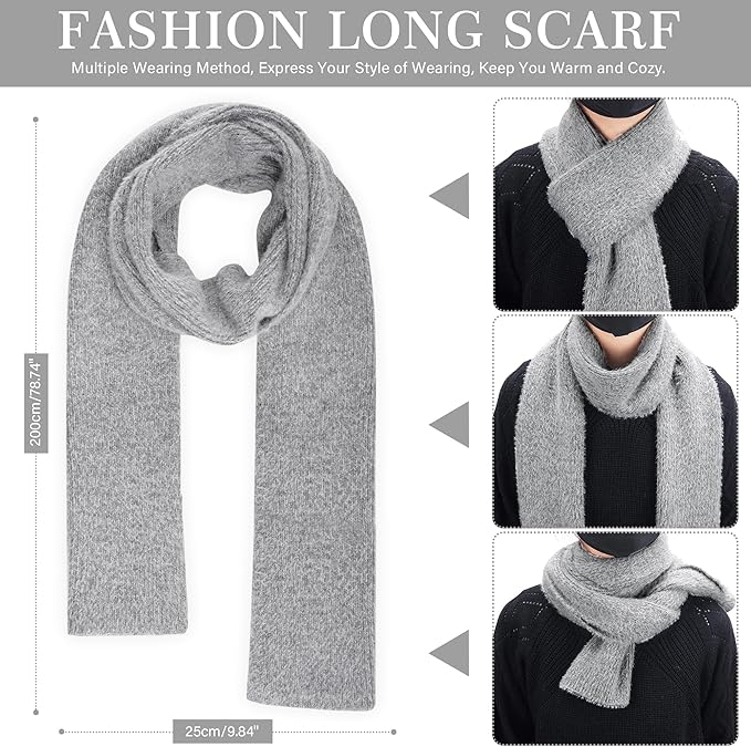 Womens Winter Warm Knit Beanie Hat Touchscreen Gloves Long Neck Scarf Set with Fleece Lined Skull Caps Gifts for Women