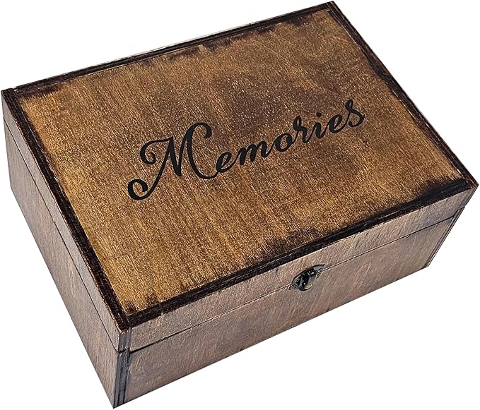 Large Wooden Memory Box for Keepsakes, Wooden Keepsake Box for Memories, Weddings, Engraved Memory Keepsake Box, Decorative Storage Box