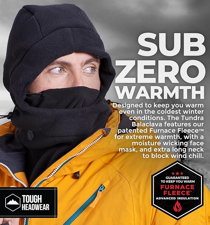 Tough Headwear Fleece Balaclava Ski Mask - Windproof Cold Weather Gear - Hunting Essentials - Ski Mask for Men