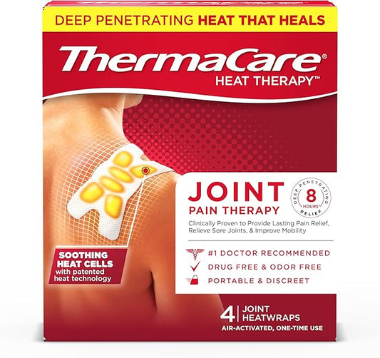 ThermaCare Portable Heating Pads - Adhesive, Disposable HeatWraps for Joint & Muscle Pain Relief - Multi-Purpose, Drug-Free Therapy with Flexible Fit (4-Count)