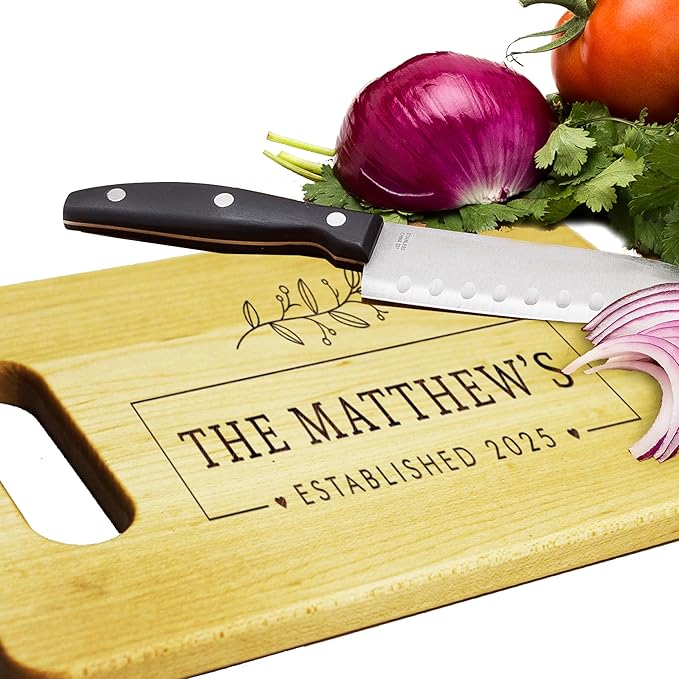 Custom Personalized Walnut, Bamboo or Maple Wood Cutting Board - Engraved and Monogrammed for Wedding, Anniversary, Couples