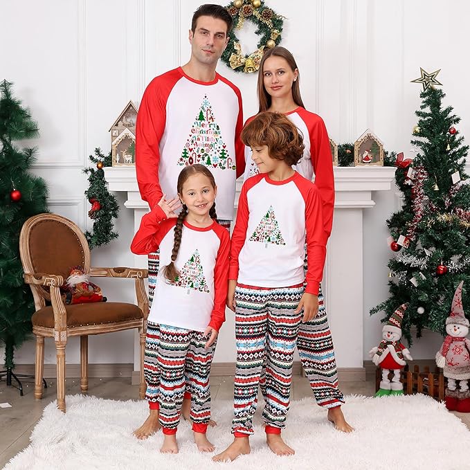 PYAEAS Matching Family Pajamas Sets Christmas PJ's Jammies Holiday Sleepwear Loungewear for Adult Women Men Xmas Outfits