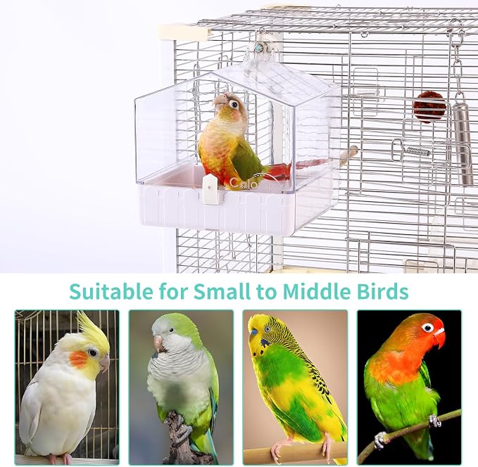 Colorday Hanging Bird Bath for Cage, Pet Parrot Bath, 6.7X6.7X7.74 inch | For Small to Medium Birds, Parakeets, Cockatiels, Budgie, Quaker, Conure, Lovebirds, Finches