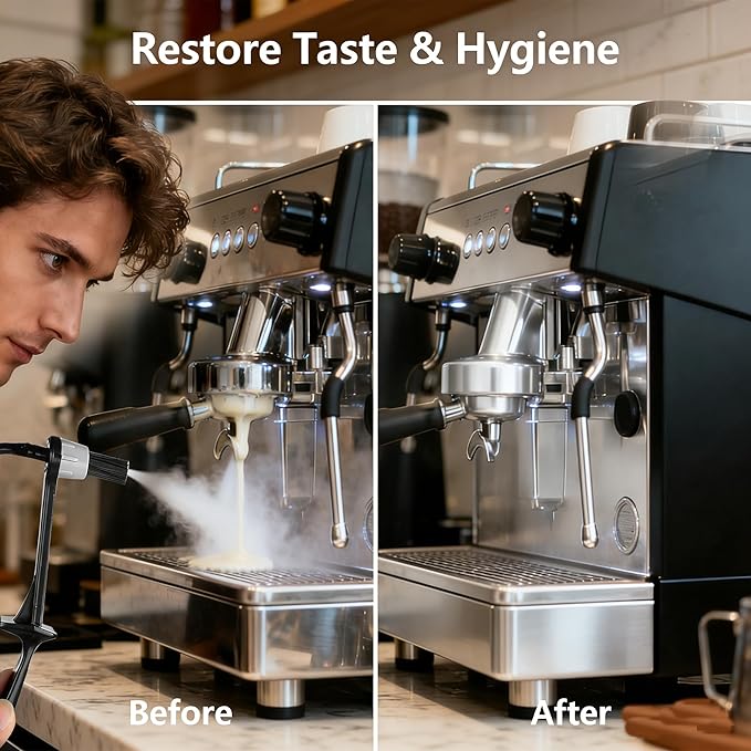 Coffee Machine Steam Brush, 36 Inch Silicone Hose Espresso Steam Wand Cleaning Tool with Spoon End for Barista Espresso Maintenance (Black)