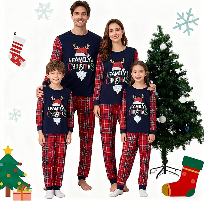 WephuPSho Christmas Family Matching Pajamas, Festive Xmas Jammies Sets for the Whole Family, Holiday Pjs Christmas