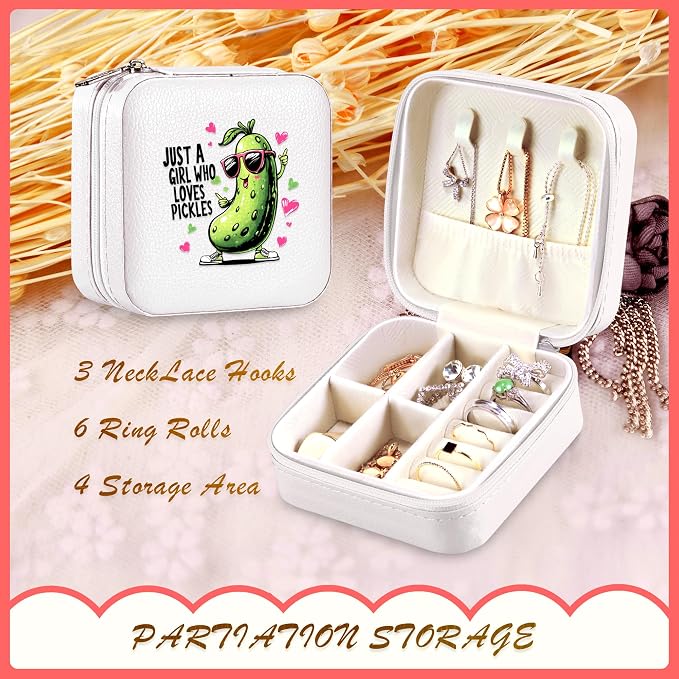 Pickle Jewelry Box, Gifts For Kids Teens Girls, Pickle Lovers Stuff Items Accessories Things Merchandise Decor Merch, Travel Ring Earrings Necklace Organizer Holder!