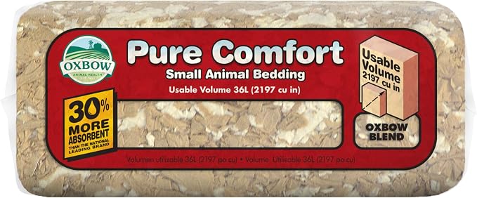 Oxbow Small Animal Bedding, Hamster, Guinea Pig, Rabbit, Blend, USA, 36 L | Pure Comfort, Hamster Bedding, Guinea Pig Bedding, Low Dust, Virgin Paper, Litter Box, Bunny, Rats, Gerbils, Chinchillas