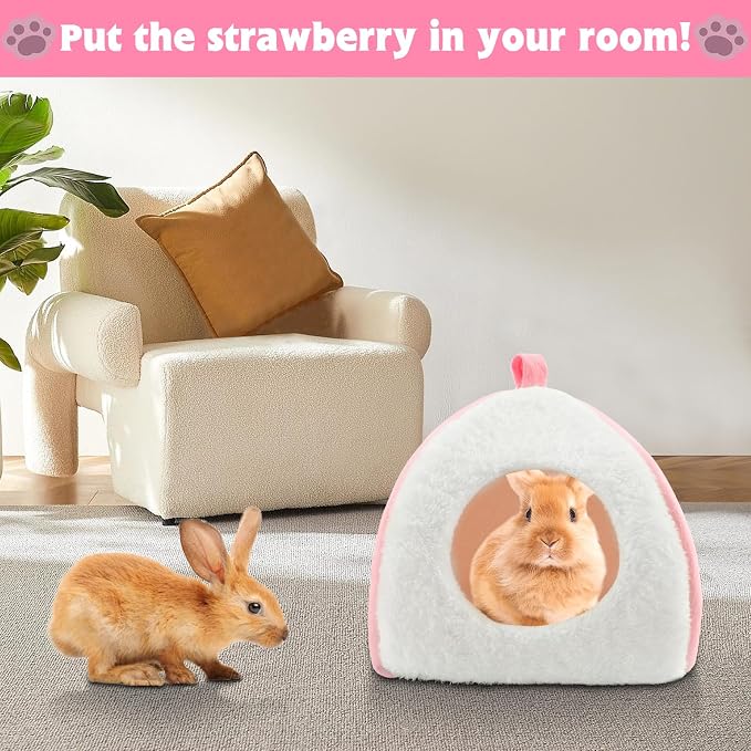 BWOGUE Guinea Pig Bed Hideout, Washable Hamster Cave for Small Animals | Removable Cushion for Cleaning, Warm Fleece Nest, Washable Bed, 10.23 x 10.23 x 11 in, Dwarf Rabbits Hedgehogs