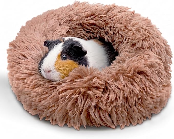 Paw Inspired Furr-O Burrowing Pet Bed Enrichment, Removable Base, Beige | Cozy Carrier Toy, Zip-On Spandex and Fleece Bottoms, Hideout Cage Accessories for Guinea Pigs, Hamsters, Small Pets, Animals