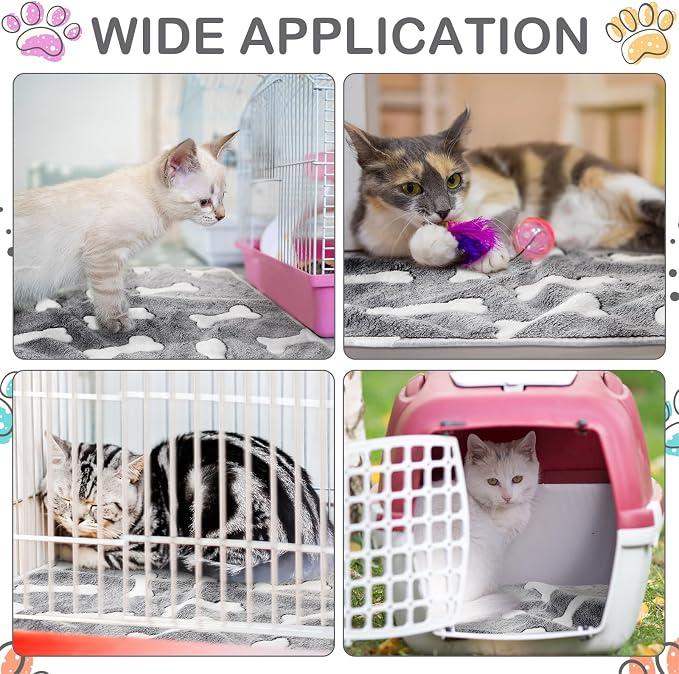 Reginary 4 Pcs Guinea Pig Fleece Blankets, Gray Bones, 24 x 16 Inch | Waterproof Washable Cage Liners, Absorbent Double Layer Bedding for Guinea Pigs, Reusable Pads for Hamsters Rabbits